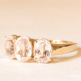 Trilogy vintage in oro giallo 9K con quarzi rosa (3.60ctw ca.), anno 2011