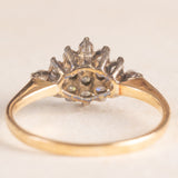 Anello vintage in oro giallo e bianco 9K con diamanti (0.24ctw ca.), anno 1977