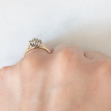 Anello a margherita vintage in oro giallo 9K con diamanti di taglio brillante (0.30ctw ca.), anno 1990