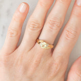 Anello moderno in oro giallo 9K con topazio verde (0.90ct ca.) e diamanti, anno 2007