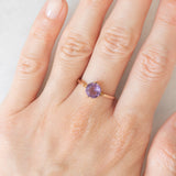 Solitario antico in oro rosa e giallo 9K con ametista (1.20ct ca.), anni ‘10/‘20