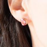 Orecchini punto luce vintage in oro giallo 9K con topazi rosa trattati (4ctw ca.)