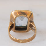 Anello da cocktail vintage in oro giallo 8K con spinello azzurro sintetico (7ct ca.), anni ‘60/‘70