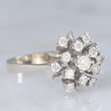 Anello a fiocco di neve in oro bianco 14K con diamanti di taglio brillante (0.50ctw ca.), anni ‘70