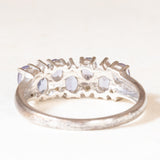 Anello vintage in oro bianco 9K con tanzaniti (1ctw ca.) e diamanti (0.07ctw ca.), anni ‘90