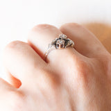 Anello Toi et Moi Art Nouveau in oro giallo 18K e argento con diamanti di taglio rosetta, anni ‘10/‘20