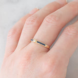 Tre anelli vintage in oro giallo 14K con rubini/smeraldi/zaffiri e diamanti, anni ‘70