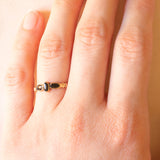 Trilogy vintage in oro giallo 14K con onici, anni ‘50