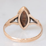 Anello a navette antico in oro giallo 14K con turchesi e perline, primi del ‘900