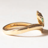 Anello a serpente vintage in oro giallo 18K con smeraldi e diamante di taglio brillante (0.02ct ca.), anni ‘70