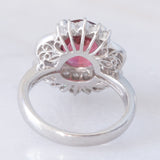 Anello vintage in platino con tormalina (3.50ct) e diamanti (1.22ctw), anni ‘80