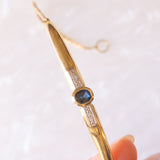 Braccialetto vintage in oro giallo e bianco 9K con zaffiro (0.30ct ca.) e diamanti, anno 1986