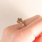 Anello vintage in oro giallo 9K con zaffiri (0.15ctw ca.) e diamanti (0.12ctw ca.), anni ‘80