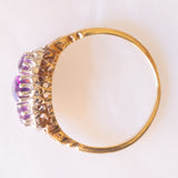 Anello vintage in stile vittoriano in oro giallo e bianco 9K con ametista (0.50ctw ca.) e diamanti