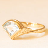Anello vintage in oro giallo 9K con topazio azzurro, anno 1988