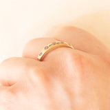 Anello gypsy in oro giallo 9K con zaffiri rosa sintetici (0.28ctw ca.), anno 2004