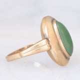 Anello da cocktail vintage in oro giallo 8K con pietra verde acqua, anni ‘70
