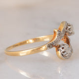 Anello Art Nouveau in oro giallo 14K e argento con diamanti di taglio rosetta (0.26ctw ca.), anni ‘10/‘20
