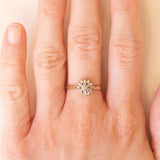 Anello a fiore vintage in oro giallo 9K con diamanti (0.20ctw ca.)
