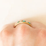 Anello antico in oro giallo 18K con turchesi e perline, anni ‘10