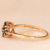 Anello a fiore vintage in oro giallo 9K con zaffiri (0.30ctw ca.), anni ‘80