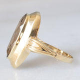 Anello da cocktail vintage in oro giallo 8K con quarzo fumé (1ct ca.), anni ‘70
