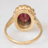 Anello a margherita vintage in oro giallo 8K con granati (2.60ct ca.), anni ‘50/‘60