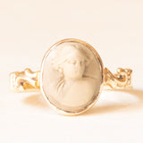 Anello vintage in oro giallo 9K con cammeo su lava, anni ‘40