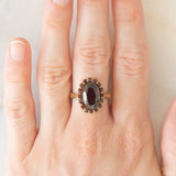 Anello a margherita vintage in oro giallo 8K con granati (2.60ct ca.), anni ‘50/‘60