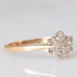 Anello a margherita vintage in oro giallo 9K con diamanti di taglio brillante (0.33ctw ca.), anni ‘80