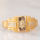 Anello antico in oro giallo 14K con diamanti di taglio rosetta (0.08ctw ca.), anni ‘10