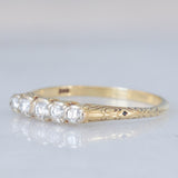 Veretta antica in oro giallo 14K e platino con diamanti di taglio vecchia Europa (0.20ctw ca.), anni ‘20