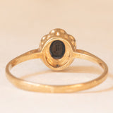 Anello a margherita in oro giallo 9K con zaffiro (0.50ct ca.) e diamanti (0.03ctw ca.), anni ‘80