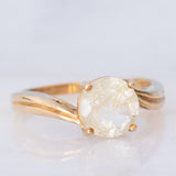 Solitario vintage in oro giallo 9K con quarzo rutilato (1.35ct)