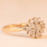 Anello a fiore vintage in oro giallo 9K con diamanti (0.20ctw ca.)