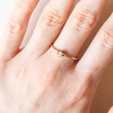 Solitario vintage in oro giallo 14K con diamante di taglio brillante (0.15ct ca.), anni ‘60/‘70