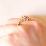 Anello a margherita vintage in oro giallo e bianco 14K con tormalina rosa (0.50ct ca.) e diamanti (0.08ctw ca.), anni ‘70
