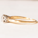 Solitario antico in oro giallo 14K e argento con diamante di taglio vecchie Europa (0.15ct ca.), anni ‘20/‘30