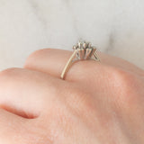 Anello a margherita vintage in oro bianco 18K con diamanti (0.36ctw ca.), anni ‘60/‘70