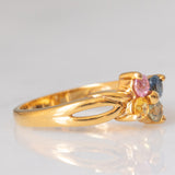 Anello a fiore vintage in oro giallo 8K con topazi colorati (0.40ctw ca.)