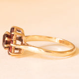 Anello a fiore vintage in oro giallo 9K con granati (0.75ctw ca.), anno 1997
