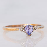 Trilogy vintage in oro giallo 8K con tanzanite e diamanti, anni ‘80