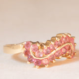 Anello vintage in oro giallo 9K con tormaline rosa (0.40ctw ca.), anni ‘70