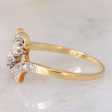 Anello Art Nouveau in oro giallo 14K e argento con diamanti di taglio rosetta (0.26ctw ca.), anni ‘10/‘20