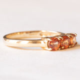 Anello trilogy moderno in oro giallo 9K con topazi arancioni trattati, anno 2006