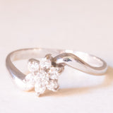 Anello a margherita vintage in oro bianco 14K con diamanti (0.35ctw ca.), anni ‘80