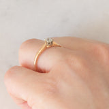 Solitario antico in oro giallo 14K con diamante di taglio vecchia miniera (0.20ct ca.), anni ‘10