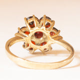 Anello a margherita vintage in oro giallo 8K e granati (2.20ctw ca.), anni ‘70