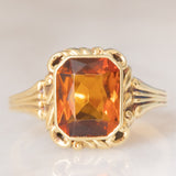 Anello da cocktail vintage in oro giallo 14K con quarzo citrino (1.80ct ca.), anni ‘40