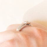 Anello vintage a fascia in oro bianco 9K con diamanti (0.40ctw ca.)